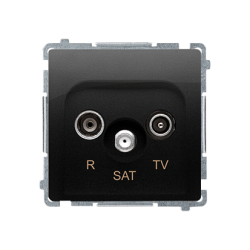 Gniazdo antenowe R-TV-SAT przelotowe, tłum.: 10dB, czarny mat