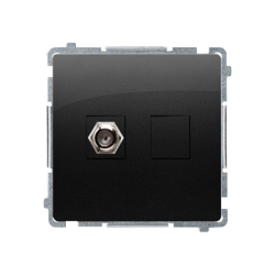 Gniazdo antenowe typu „F” pojedyncze, czarny mat