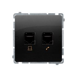 Gniazdo komputerowe RJ45 kategoria 5e + telefoniczne RJ11, (moduł), czarny mat
