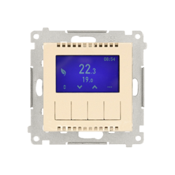 Regulator temperatury z wyświetlaczem (czujnik wewnętrzny lub sonda), kremowy