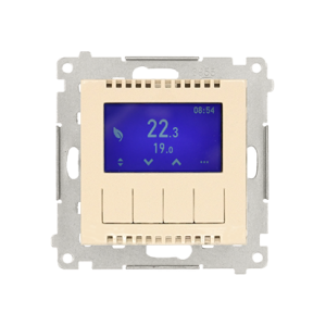 Regulator temperatury z wyświetlaczem (czujnik wewnętrzny lub sonda), kremowy