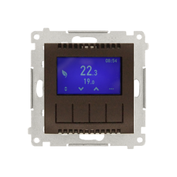 Regulator temperatury z wyświetlaczem (czujnik wewnętrzny lub sonda), brąz mat, metalizowany