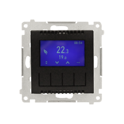 Regulator temperatury z wyświetlaczem (czujnik wewnętrzny lub sonda), czarny mat