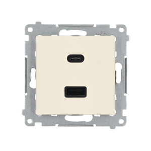 Ładowarka USB podwójna, C+A, kremowy, 30W