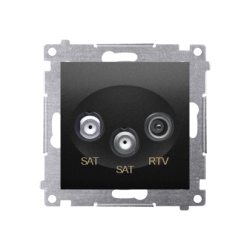 Gniazdo antenowe SAT-SAT-RTV satelitarne podwójne, tłum.: 1dB, czarny mat