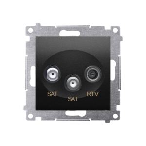 Gniazdo antenowe SAT-SAT-RTV satelitarne podwójne, tłum.: 1dB, czarny mat