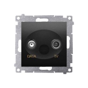 Gniazdo antenowe TV-DATA, tłum.: 5dB, czarny mat