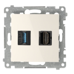 Gniazdo HDMI 1.4 + USB 3.0, kremowy, Standard HDMI: HDMI 1.4