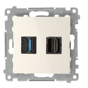 Gniazdo HDMI 1.4 + USB 3.0, kremowy, Standard HDMI: HDMI 1.4