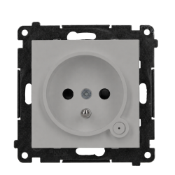 Gniazdo z uziemieniem z wbudowanym pomiarem energii, sterowane smartfonem [Wi-Fi] – SOCKET, bolec uziemiający, 250V, 16A, moduł, aluminium mat