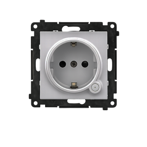 Gniazdo z uziemieniem z wbudowanym pomiarem energii, sterowane smartfonem [Wi-Fi] – SOCKET, Schuko, 250V, 16A, moduł, aluminium mat