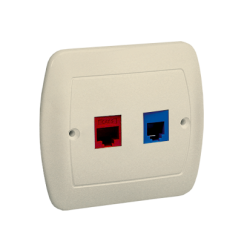 Gniazdo komputerowe RJ45 kategoria 5e + telefoniczne RJ12 beżowy