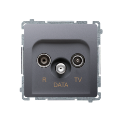 Gniazdo antenowe R-TV-DATA tłum.:10dB inox, metalizowany