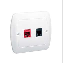 Gniazdo komputerowe RJ45 kategoria 5e + telefoniczne RJ11 biały