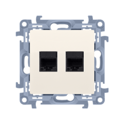 Gniazdo komputerowe podwójne RJ45 kategoria 6 kremowy
