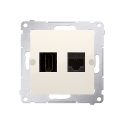 Gniazdo HDMI + komputerowe RJ45 kat.6. kremowy