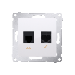 Gniazdo komputerowe RJ45 kategoria 5e + telefoniczne RJ12 (moduł) biały