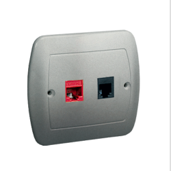 Gniazdo komputerowe RJ45 kategoria 5e + telefoniczne RJ11 aluminiowy, metalizowany