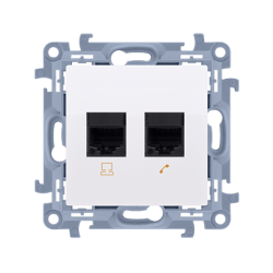 Gniazdo komputerowe RJ45 kategoria 6 + telefoniczne RJ11 biały
