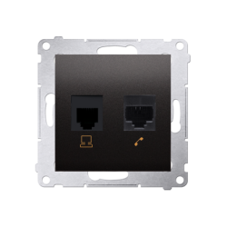 Gniazdo komputerowe RJ45 kategoria 5e + telefoniczne RJ12 (moduł) brąz mat, metalizowany