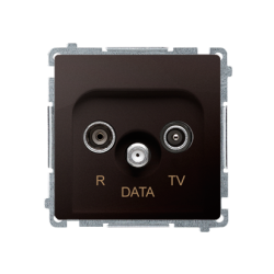 Gniazdo antenowe R-TV-DATA tłum.:10dB czekoladowy mat, metalizowany