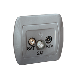 Gniazdo antenowe SAT-SAT-RTV satelitarne podwójne tłum.:1dB aluminiowy, metalizowany