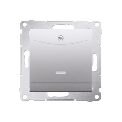 Łącznik hotelowy z podświetleniem (moduł) 10A (2A) 230V, wtyk do zagniatania (zacisk kleszczowy), srebrny mat, metalizowany