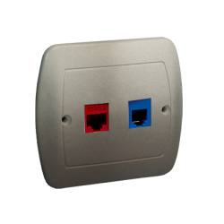 Gniazdo komputerowe RJ45 kategoria 5e + telefoniczne RJ12 satynowy, metalizowany