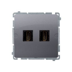 Gniazdo HDMI podwójne inox, metalizowany