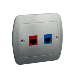 Gniazdo komputerowe RJ45 kategoria 5e + telefoniczne RJ12 aluminiowy, metalizowany