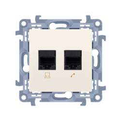 Gniazdo komputerowe RJ45 kategoria 6 + telefoniczne RJ11 kremowy