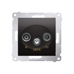 Gniazdo antenowe R-TV-DATA tłum.:10dB antracyt, metalizowany